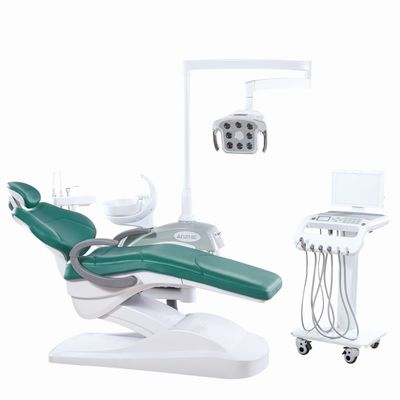 Grey Color Dental Treatment Chair Unit Mobile Instrument Tray Design Dental Chair With Memories
