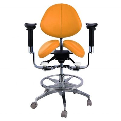 আর্গোনোমিক বিভক্ত স্যাডেল সিট ডেন্টিস্ট স্টুল বিলাসবহুল মাইক্রো ফাইবার চামড়ার ডেন্টাল সুইভেল স্যাডেল চেয়ার