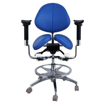 আর্গোনোমিক বিভক্ত স্যাডেল সিট ডেন্টিস্ট স্টুল বিলাসবহুল মাইক্রো ফাইবার চামড়ার ডেন্টাল সুইভেল স্যাডেল চেয়ার