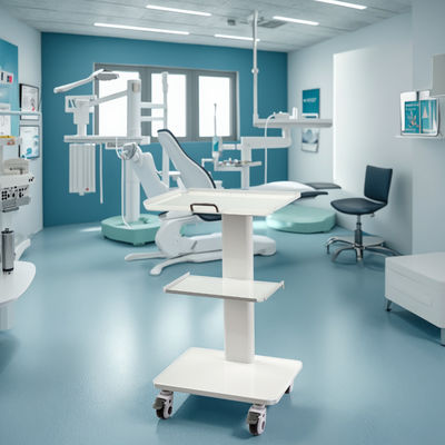 স্টেইনলেস স্টিল ডেন্টিস্ট কার্ট মাল্টি-ফাংশন মোবাইল ল্যাব কার্ট বিল্ট-ইন সকেট সহ ৩ স্তর মোবাইল ট্রলি