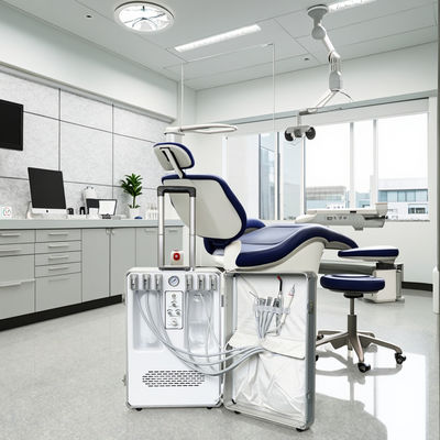 স্যুটকেস ডিজাইন পোর্টেবল ডেন্টাল ইউনিট, হাতে ধরা মোবাইল ডেন্টাল ট্রিটমেন্ট ইউনিট, বিল্ট ইন কম্প্রেসার, কিউরিং লাইট এবং স্কেলার সহ