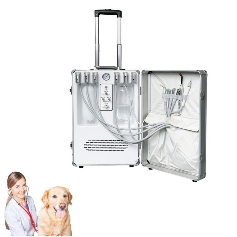 হ্যান্ড হেল্ড ভেট ডেন্টাল সরঞ্জাম পোষা প্রাণীর দাঁতের চিকিৎসা স্যুটকেস পশু দাঁতের যত্ন ভেটেরিনারি মোবাইল ডেন্টাল ট্রিটমেন্ট ইউনিট