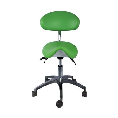 ভালো দাম 5 Universal Wheels Dentist Stool Green Color Metal Base Dentist Saddle Chair অনলাইন