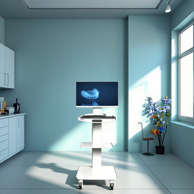 হাসপাতালের মৌখিক স্ক্যানার মোবাইল নার্সিং কার্ট 3 স্তর ডেন্টাল কার্ট ইনবোল্ড সকেট সহ স্টেইনলেস স্টিল মোবাইল ট্রলি