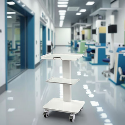 ভালো দাম পোর্টেবল ডেন্টাল ট্রলি মাল্টিফাংশনাল মোবাইল 3 স্তর তাক ধাতু মোবাইল কার্ট সাদা রঙের ডেন্টাল টুল ট্রলি অনলাইন