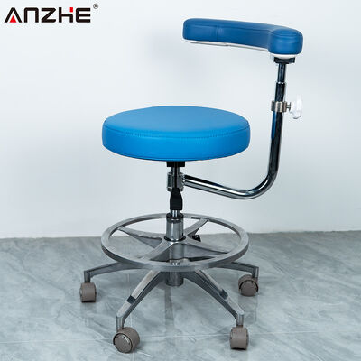Ergonomic Dental Assistant Stool with 360 Degree Rotating Armrest Adjustable Height and Microfiber Leather Seat