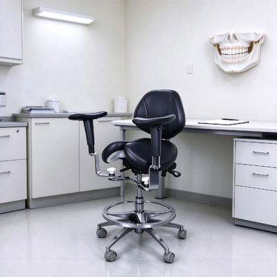 Ergonomic Split Saddle Dental Stool Adjustable Dentist Rolling Chair with Forward Tilt Design for Dental Clinic
